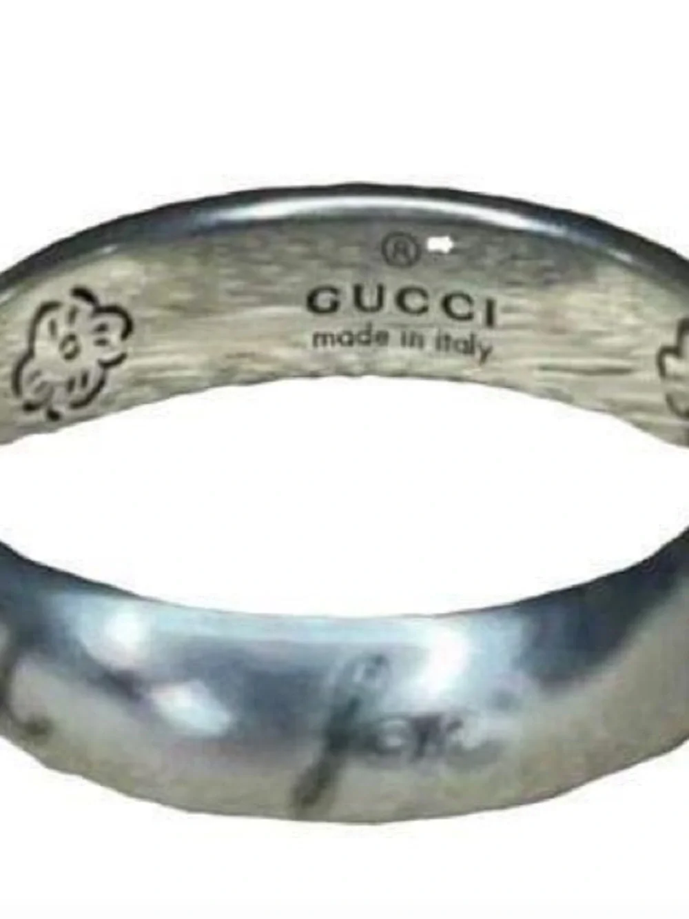 Gucci Silver 'Blind for Love' Engraved Band Ring